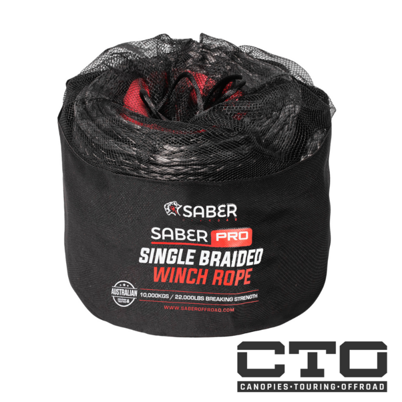10,000KG - 10mm SaberPro® Green Single Braided Winch Rope - 30M