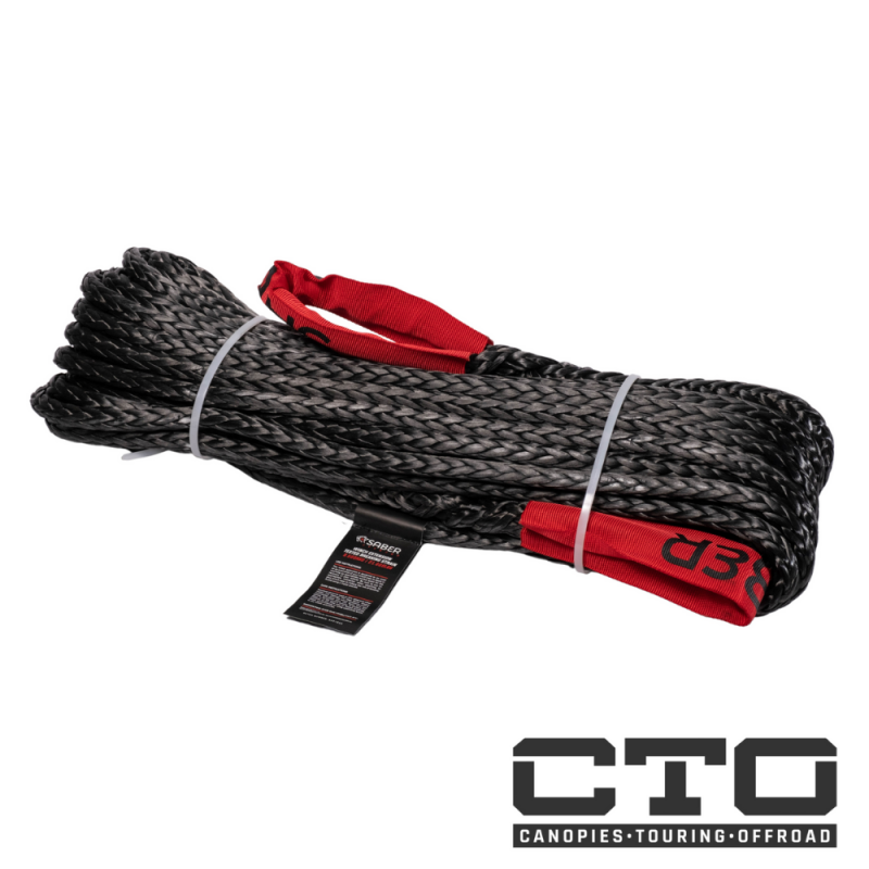 9,500KG Black SaberPro 20M Winch Extension Rope w/Red Sheath Eyes - 20M